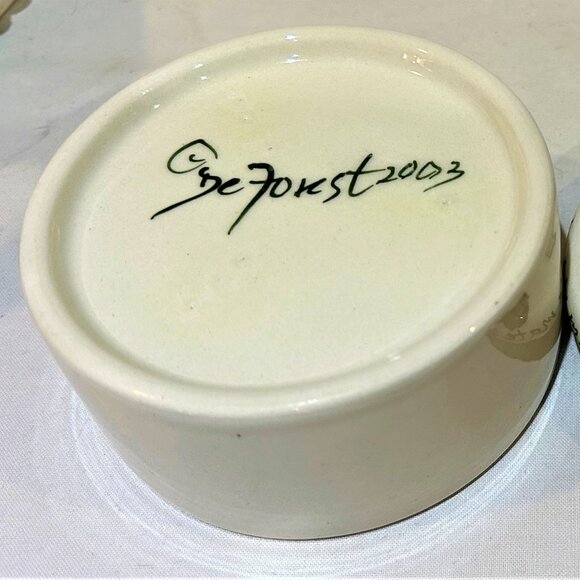 Vintage DeForest Hand Painted Adam and Eve Trinket Box Signed Dated 2003 - Picture 5 of 10